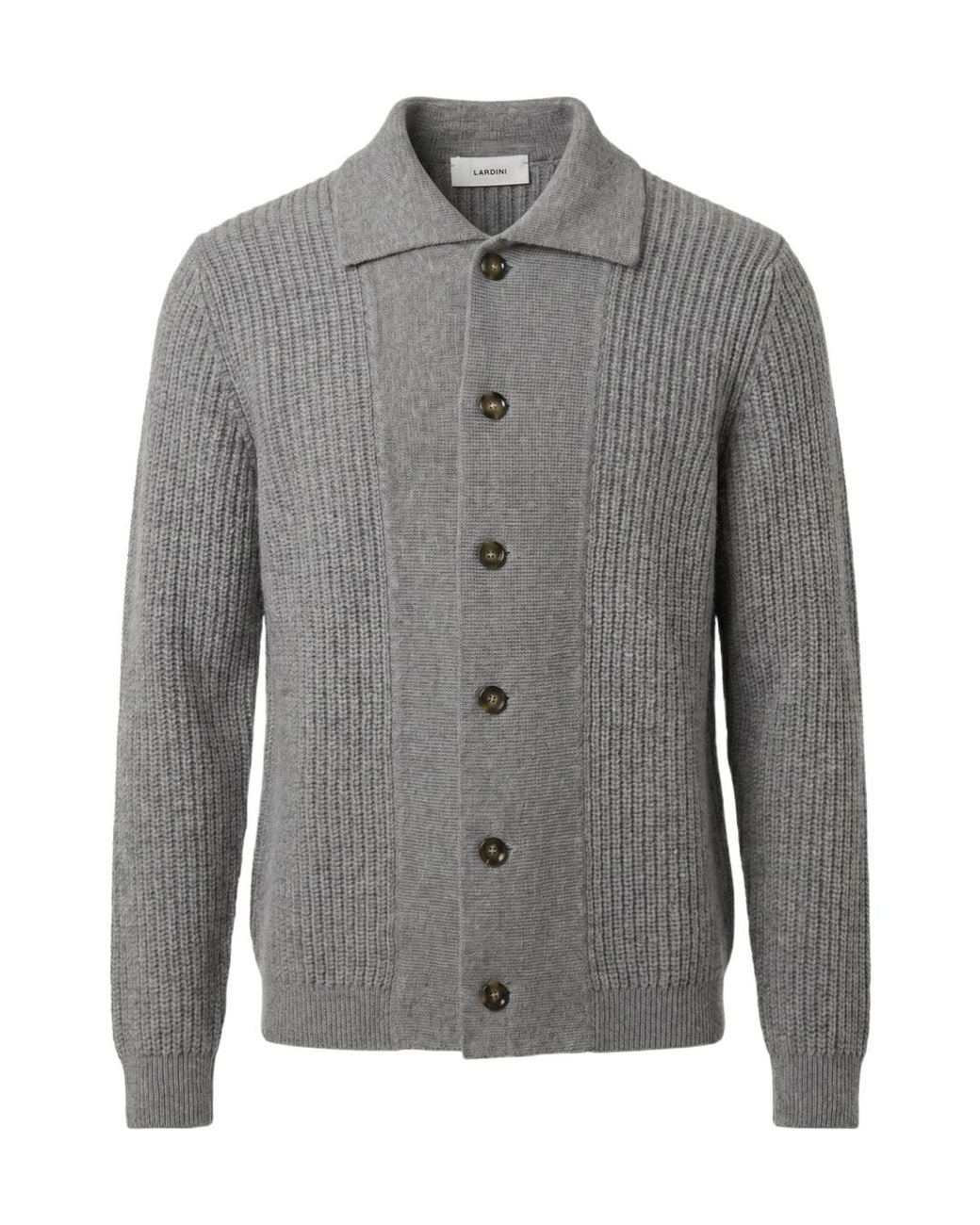 Lardini Gray Button-Up Knitted Cardigan for men