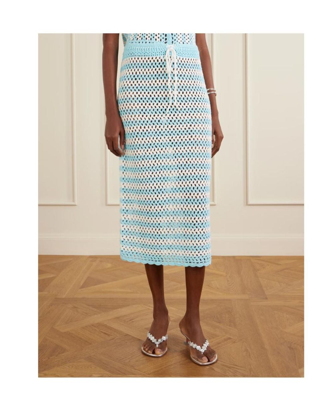 Jonathan Simkhai Blue Striped Crochet Skirt
