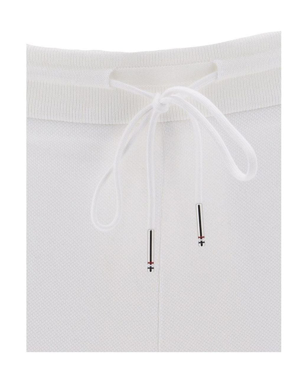 Thom Browne White Rwb Stripe Piqué Shorts