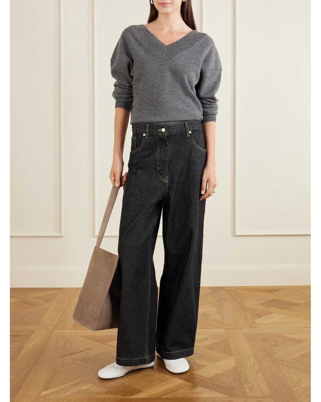Studio Nicholson Black Neive Organic Low-Rise Wide-Leg Jeans