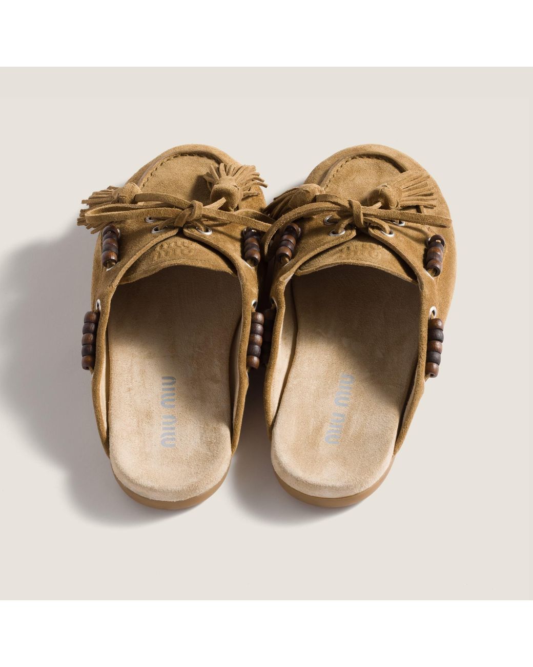 Miu Miu Brown Suede Deck Mules