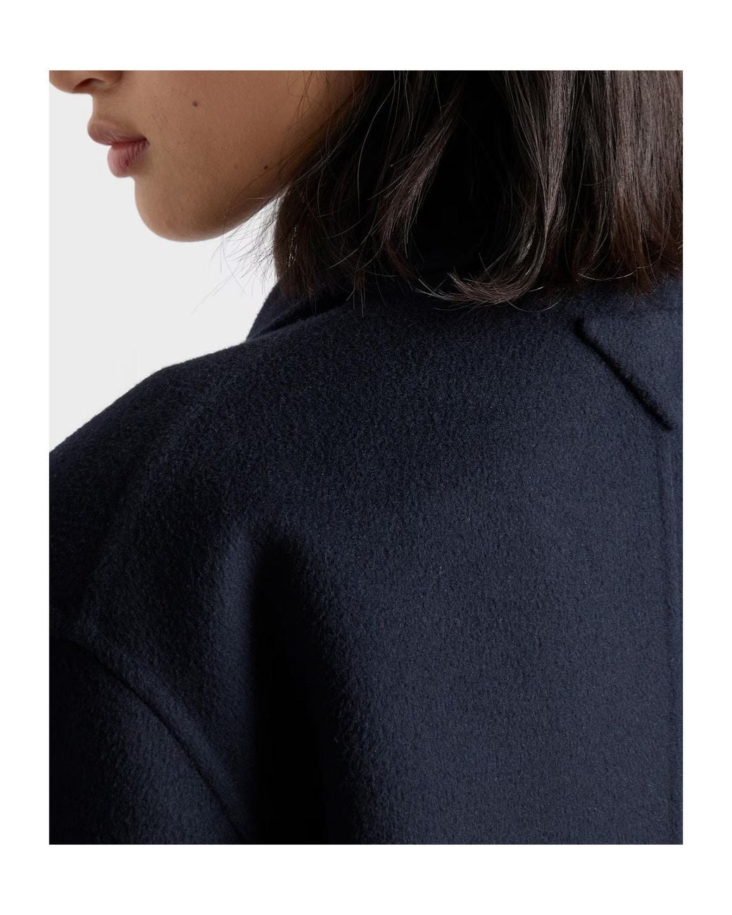 Prada Blue Belted Faux Fur-Trim Coat