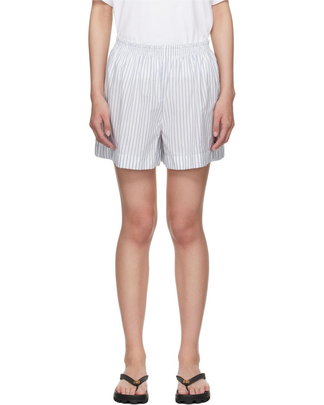 Moncler White Striped Shorts