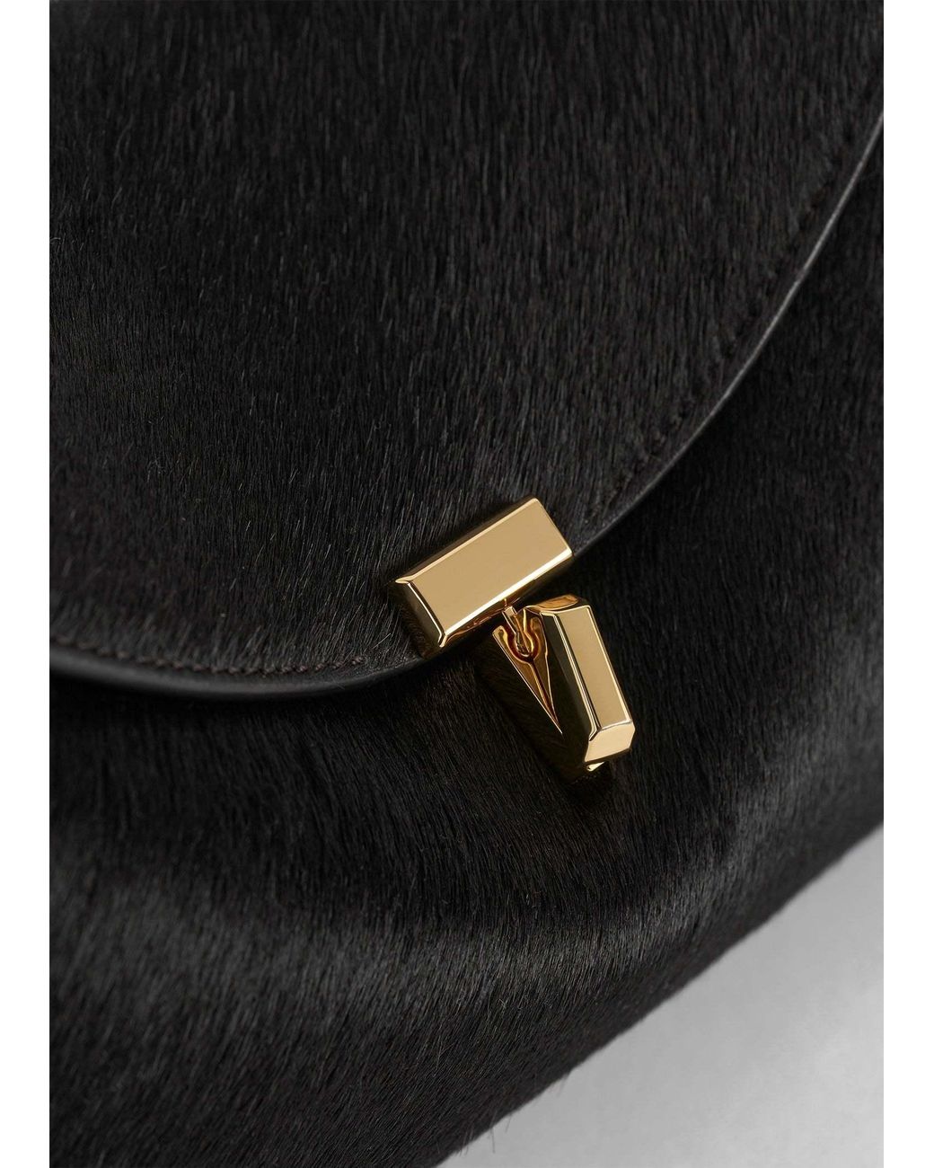 Totême Black Totême T-Lock Brushed Clutch Bag