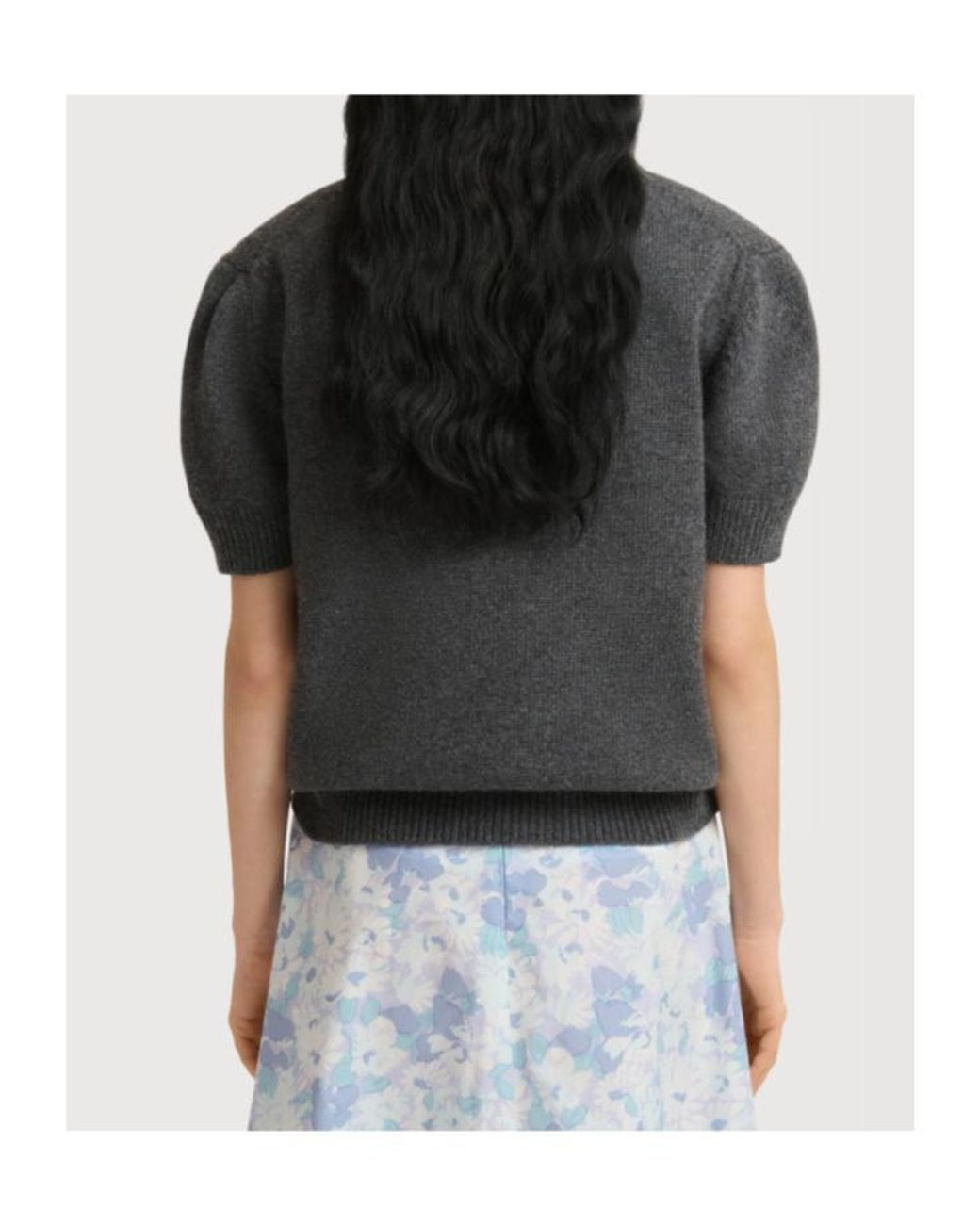 Marni Gray Floral-Embroidered Short Sleeved Jumper
