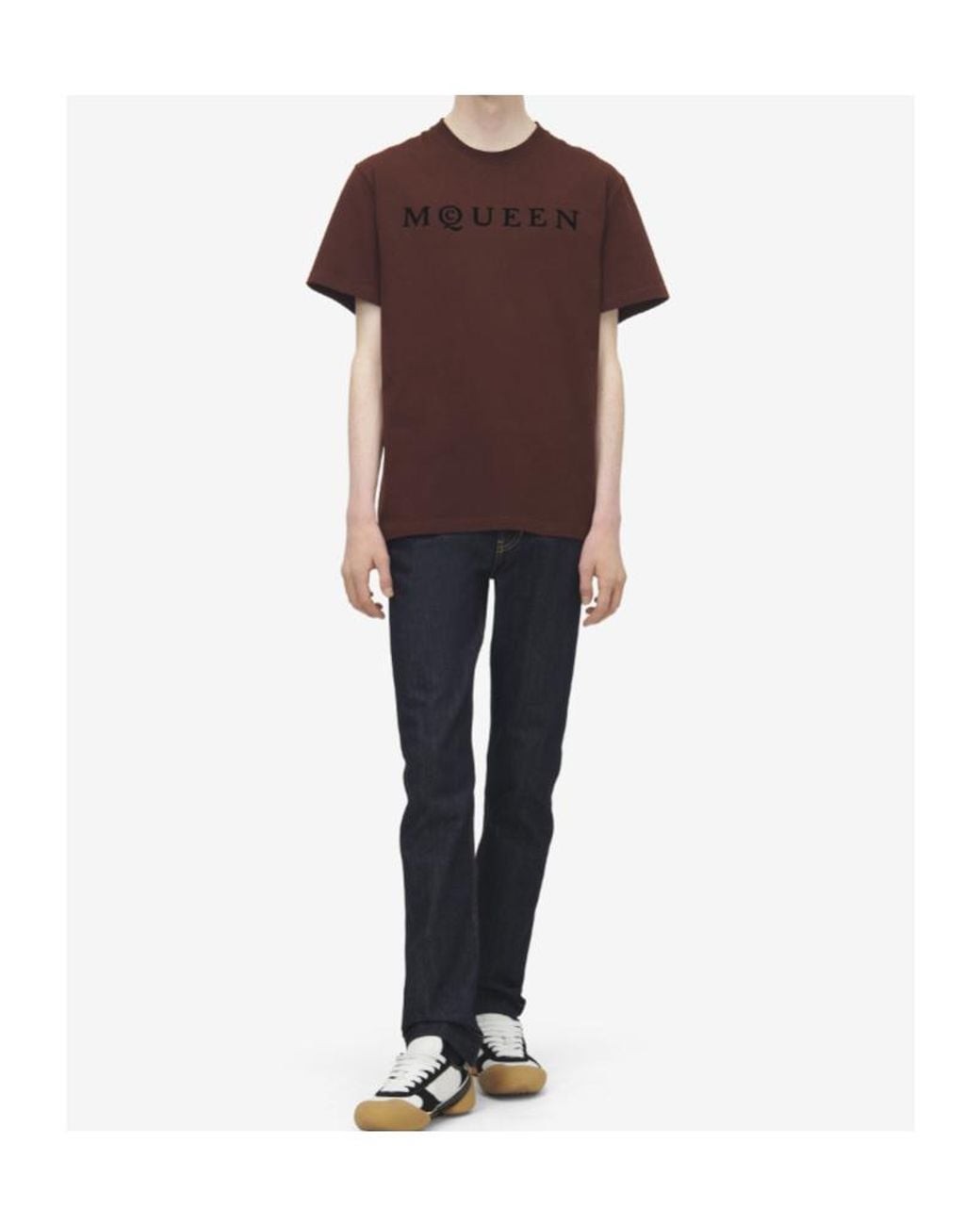 McQueen Brown Cotton Logo T-Shirt for men