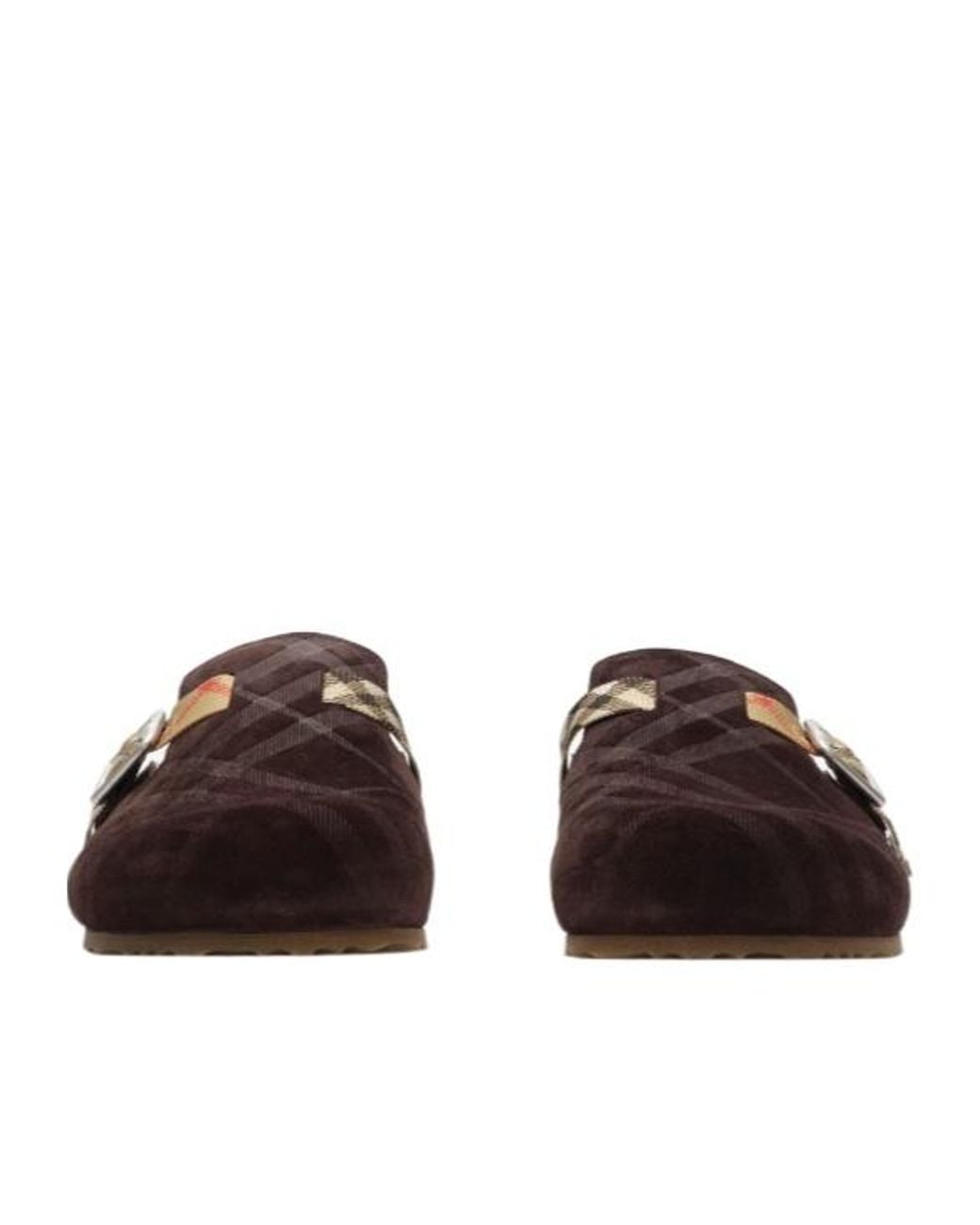 Burberry Brown Checked Buckle Mules for men