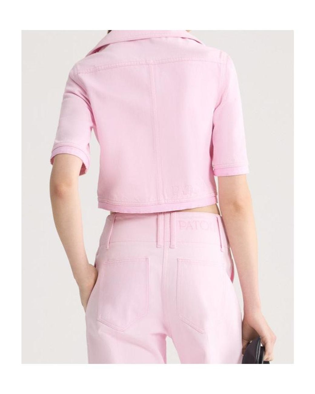 Patou Pink Cropped Button-Front Jacket