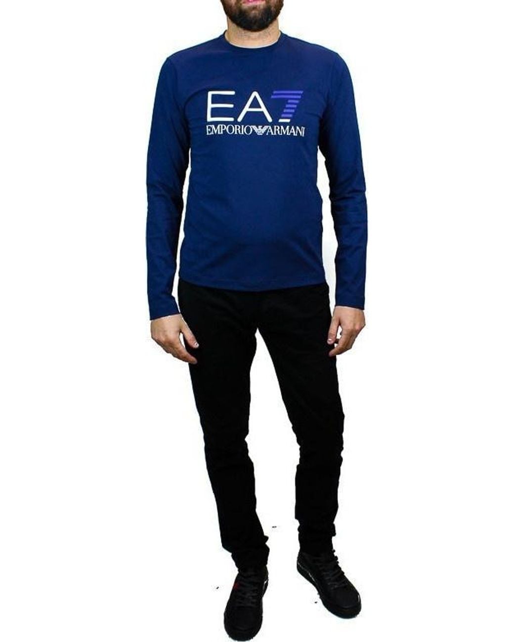 EA7 Blue Round-Necked T-Shirt for men