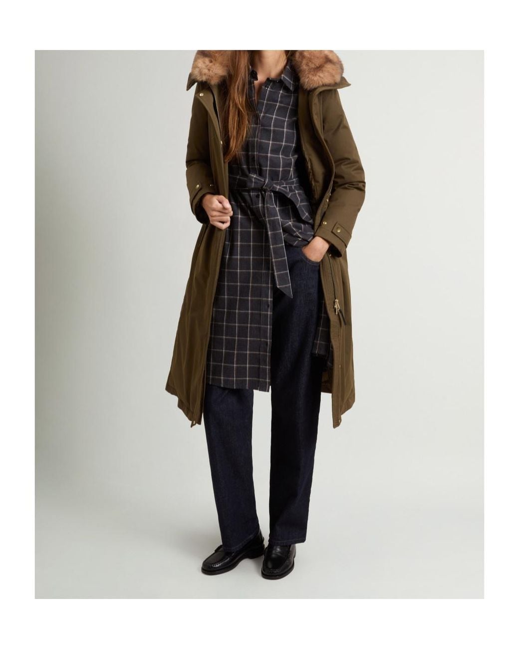Woolrich Green Padded Hooded Long Coat