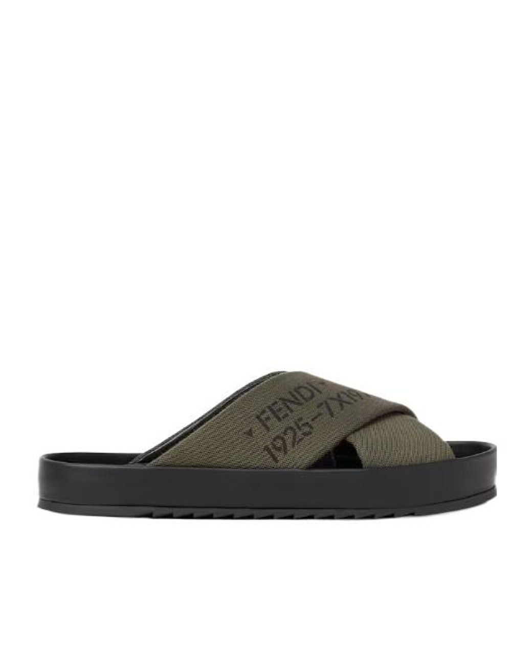 Fendi Brown Double Slide Cross-Strap Slides for men