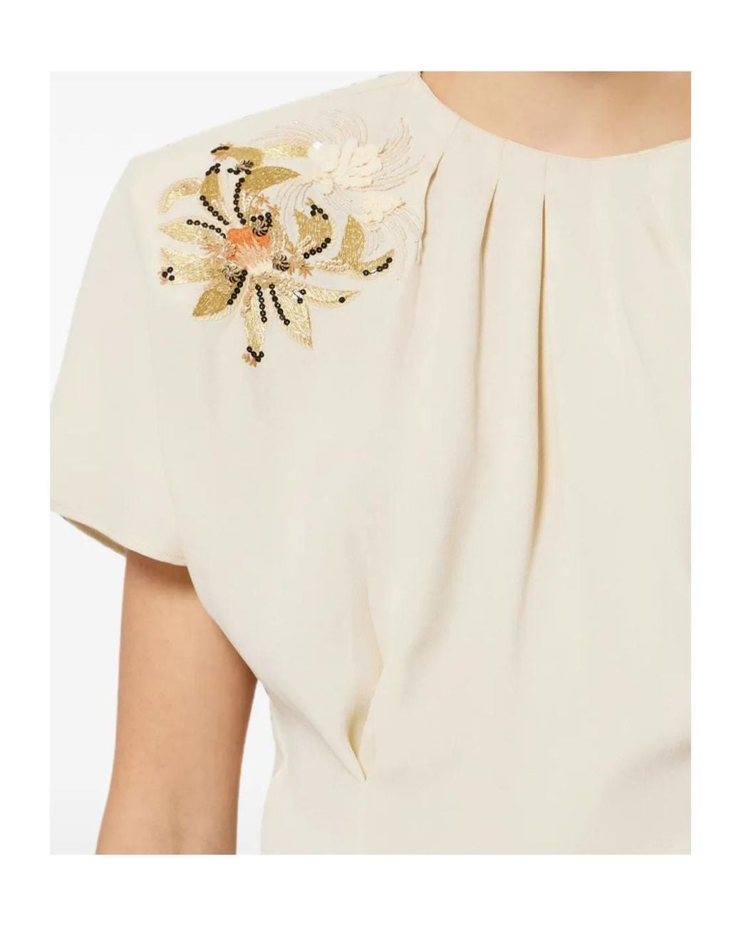 Isabel Marant White Embellished Pleated Top