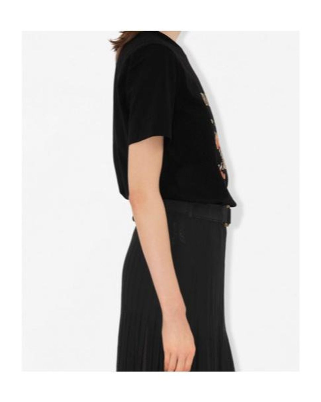 Burberry Black Logo Embroidered Checked T-Shirt