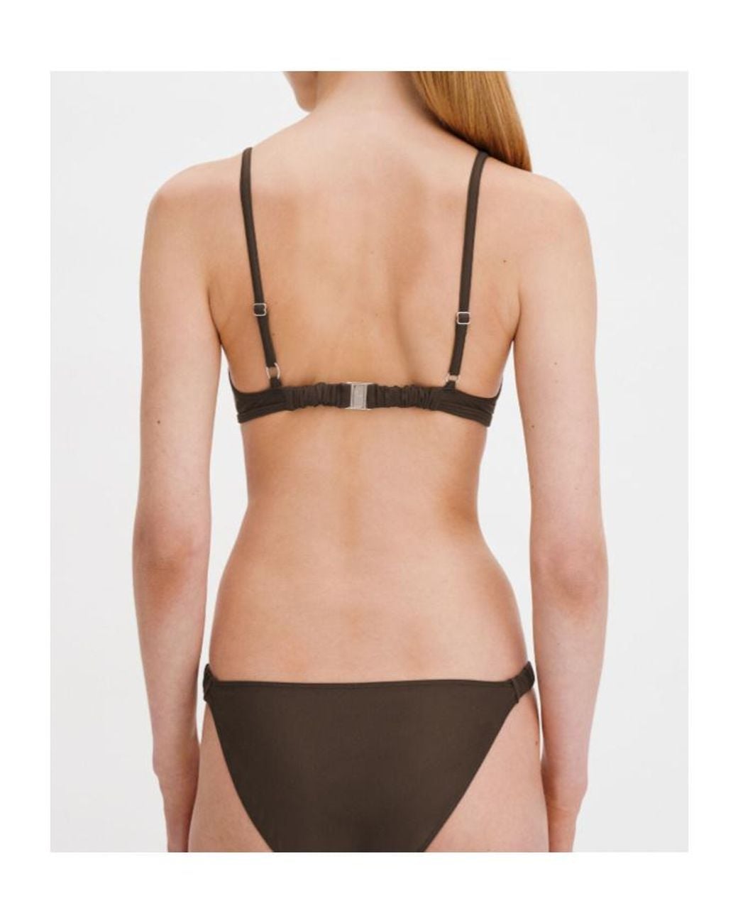 Filippa K Brown Gathered-Back Bikini Top