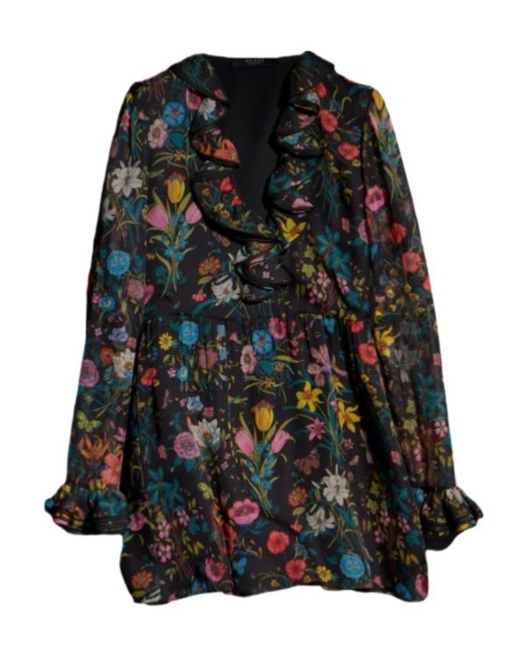 Gucci Black Printed Silk Chiffon Dress