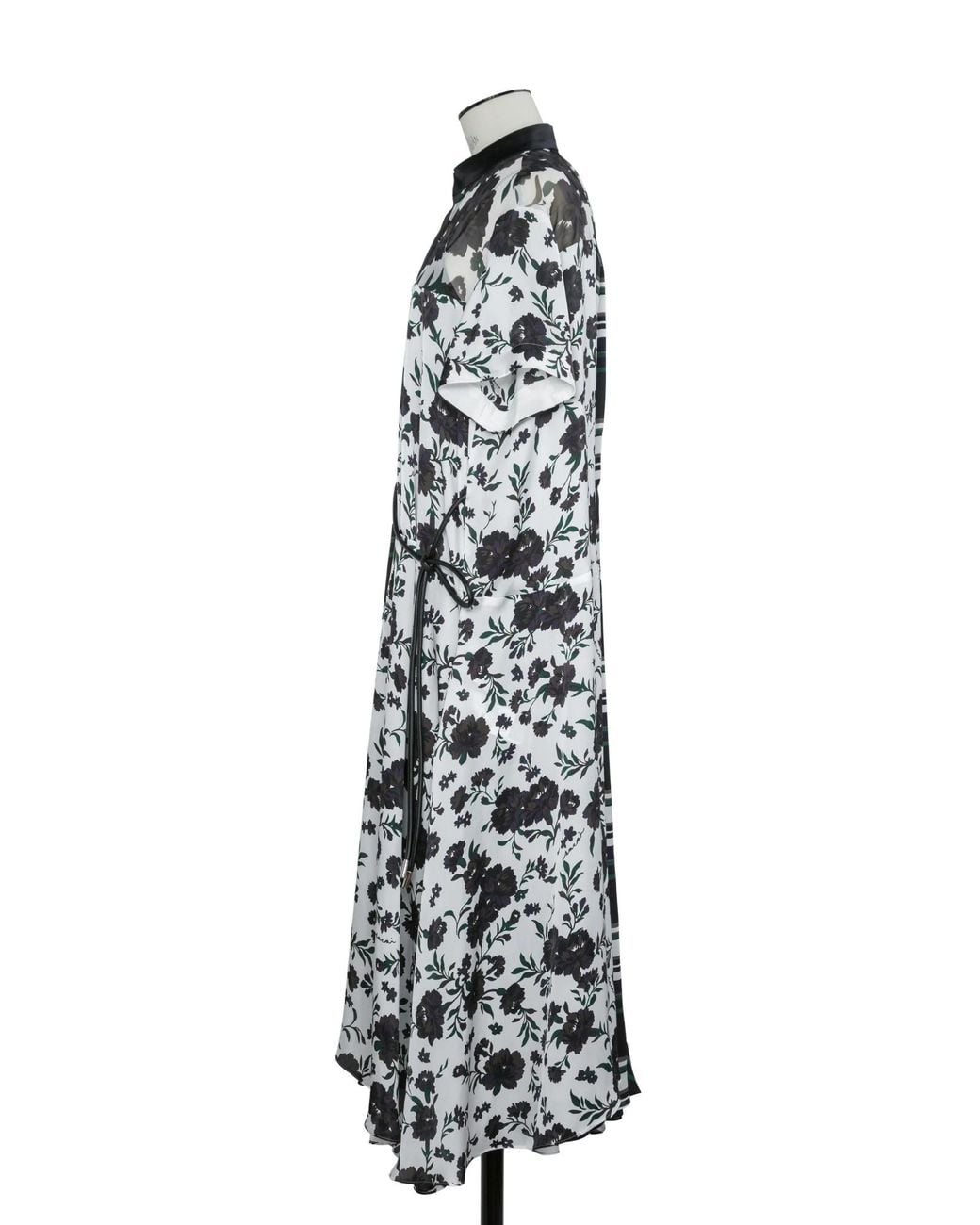 Sacai Black Floral-Print Midi Dress