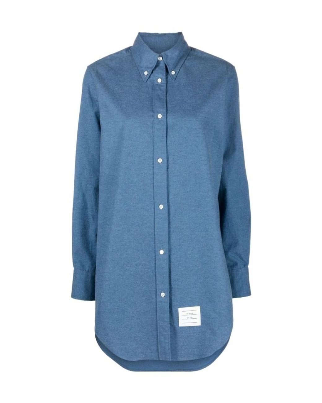 Thom Browne Blue Collared Button-Up Shirt Dress
