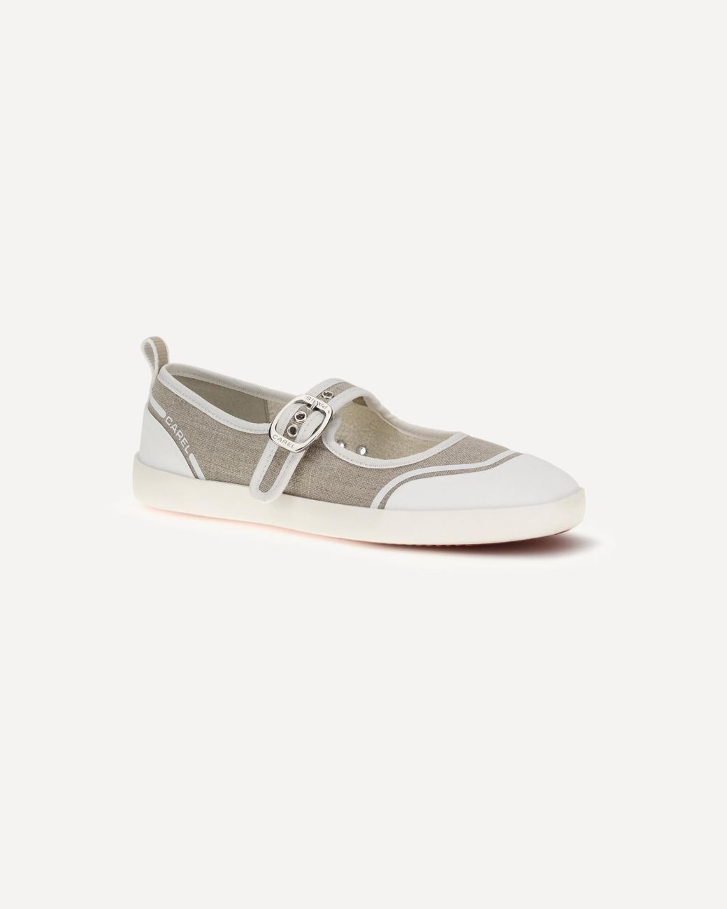 CAREL PARIS White Carel Logo Printed Buckle Fastened Ballerinas