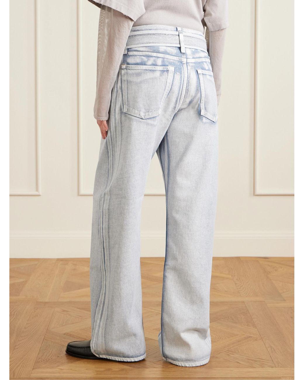 Acne Blue Belted Tapered Leg Jeans