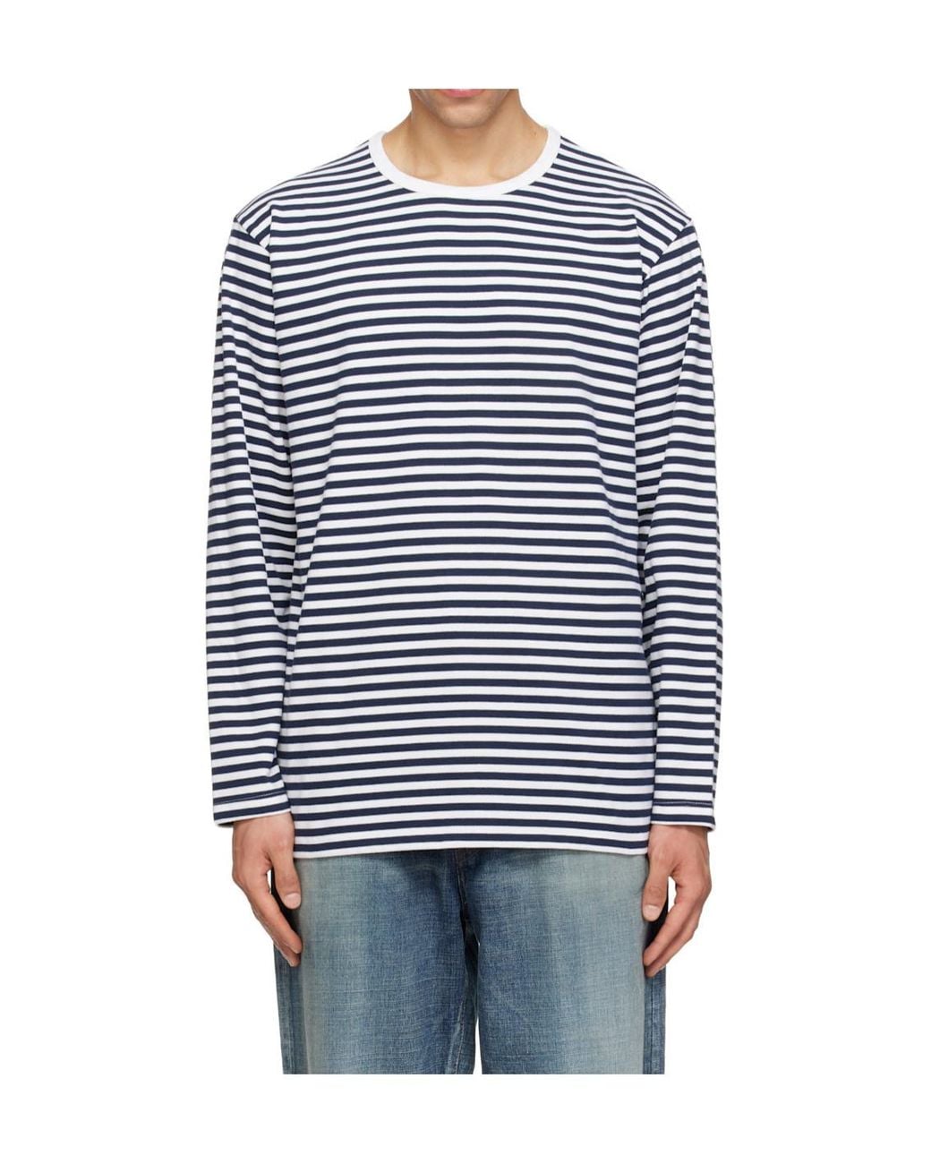 Nanamica Blue Striped Long-Sleeved T-Shirt for men