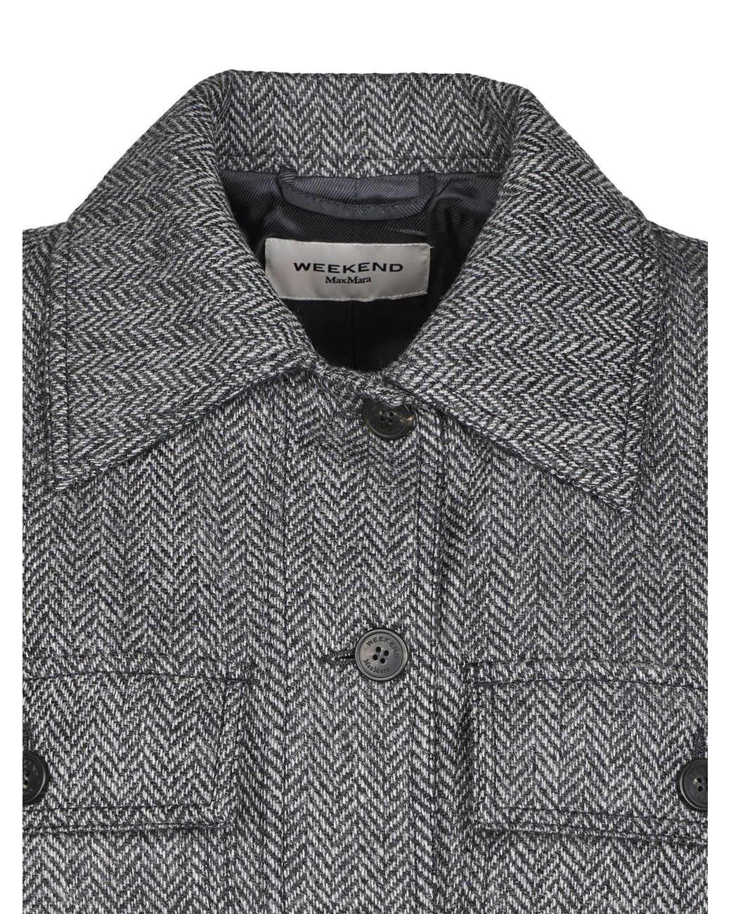 Weekend by Maxmara Gray Chevron Collared Jacket