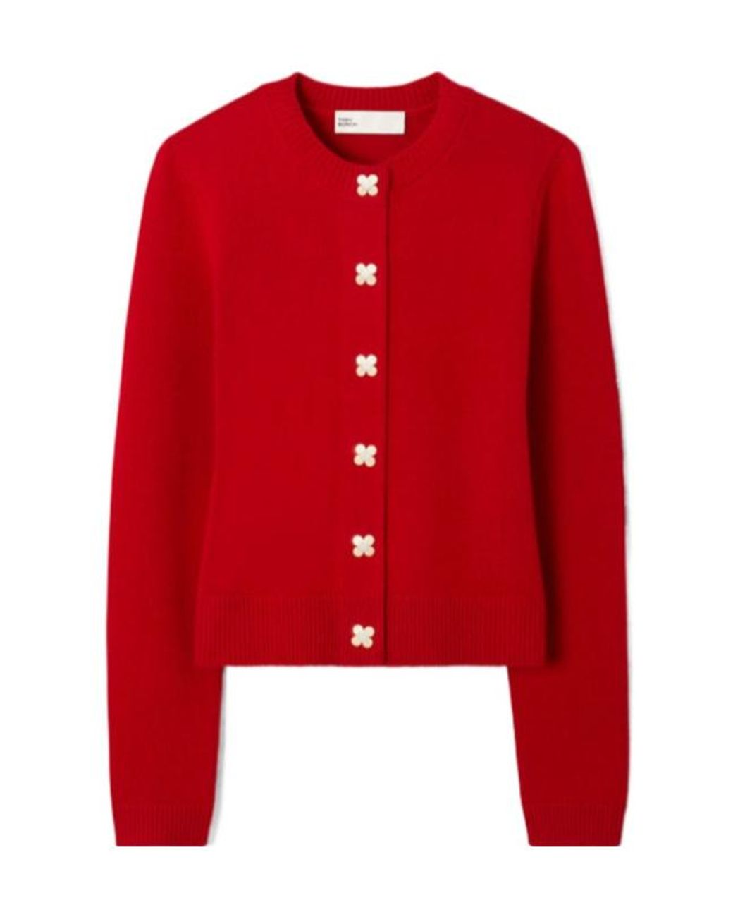 Tory Burch Red Cashmere Button Cardigan