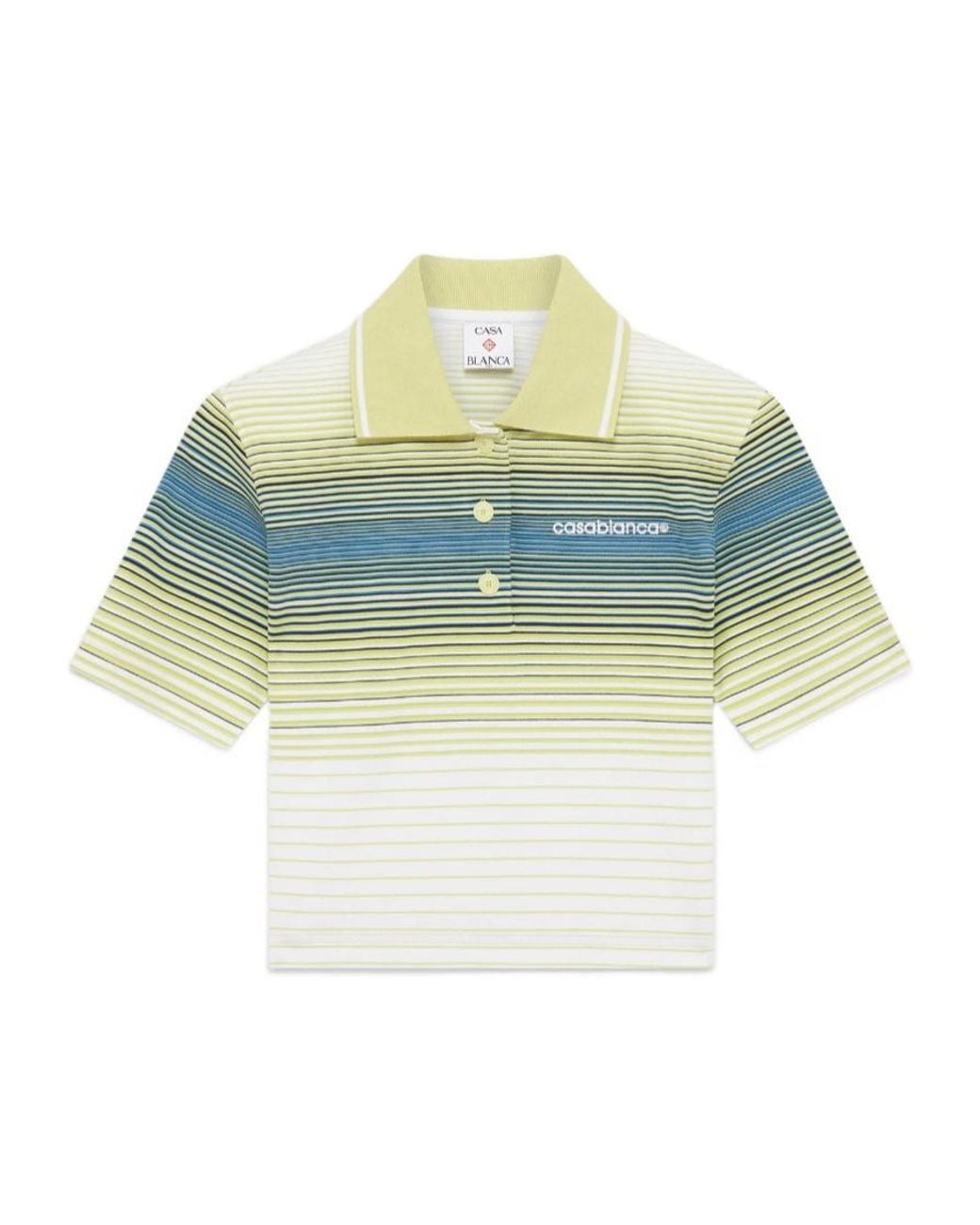 Casablanca Blue Logo Embroidered Striped Polo Shirt