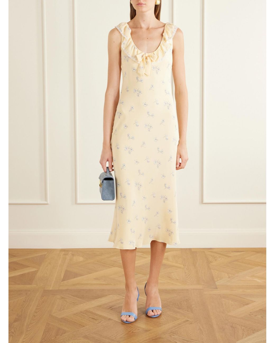Alessandra Rich Natural Silk-Satin Midi Dress