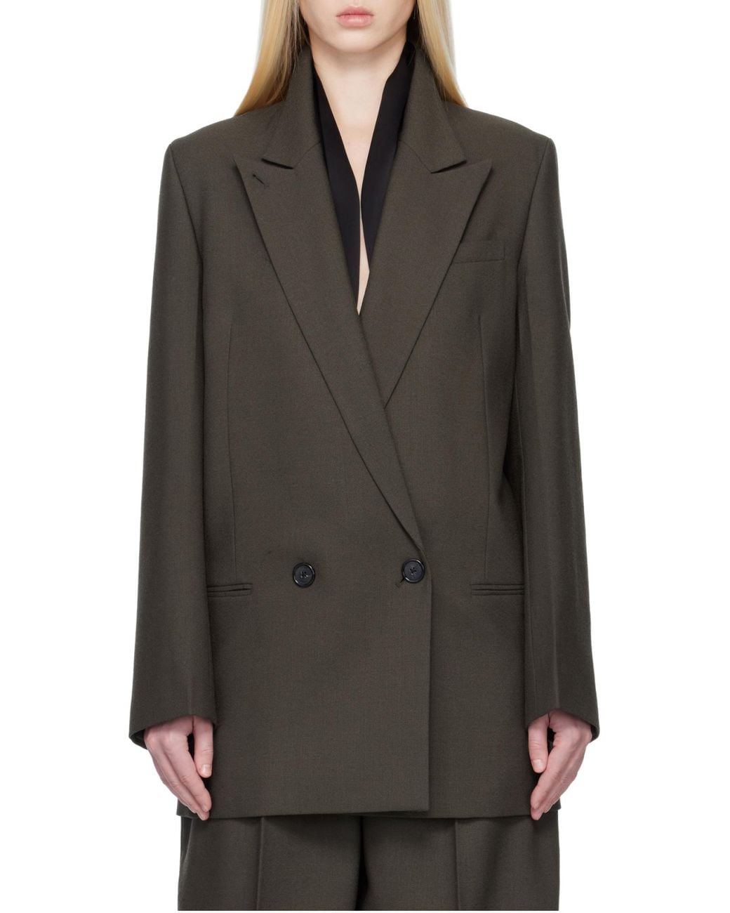 Totême Brown Totême Double-Breasted Peak-Lapel Blazer