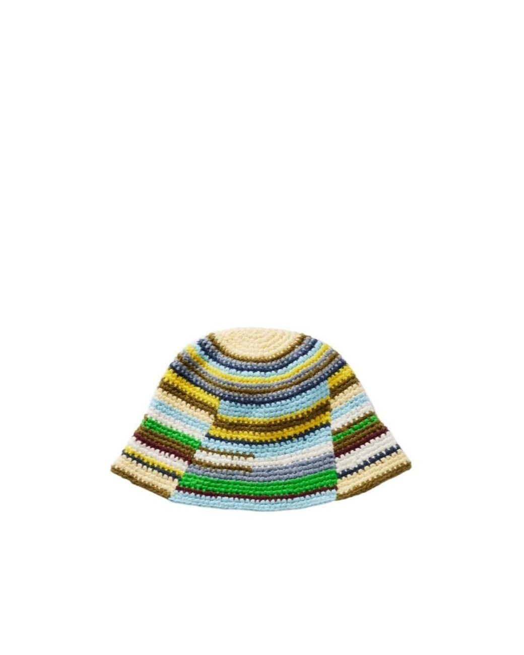 The Elder Statesman Green Striped Bucket Hat