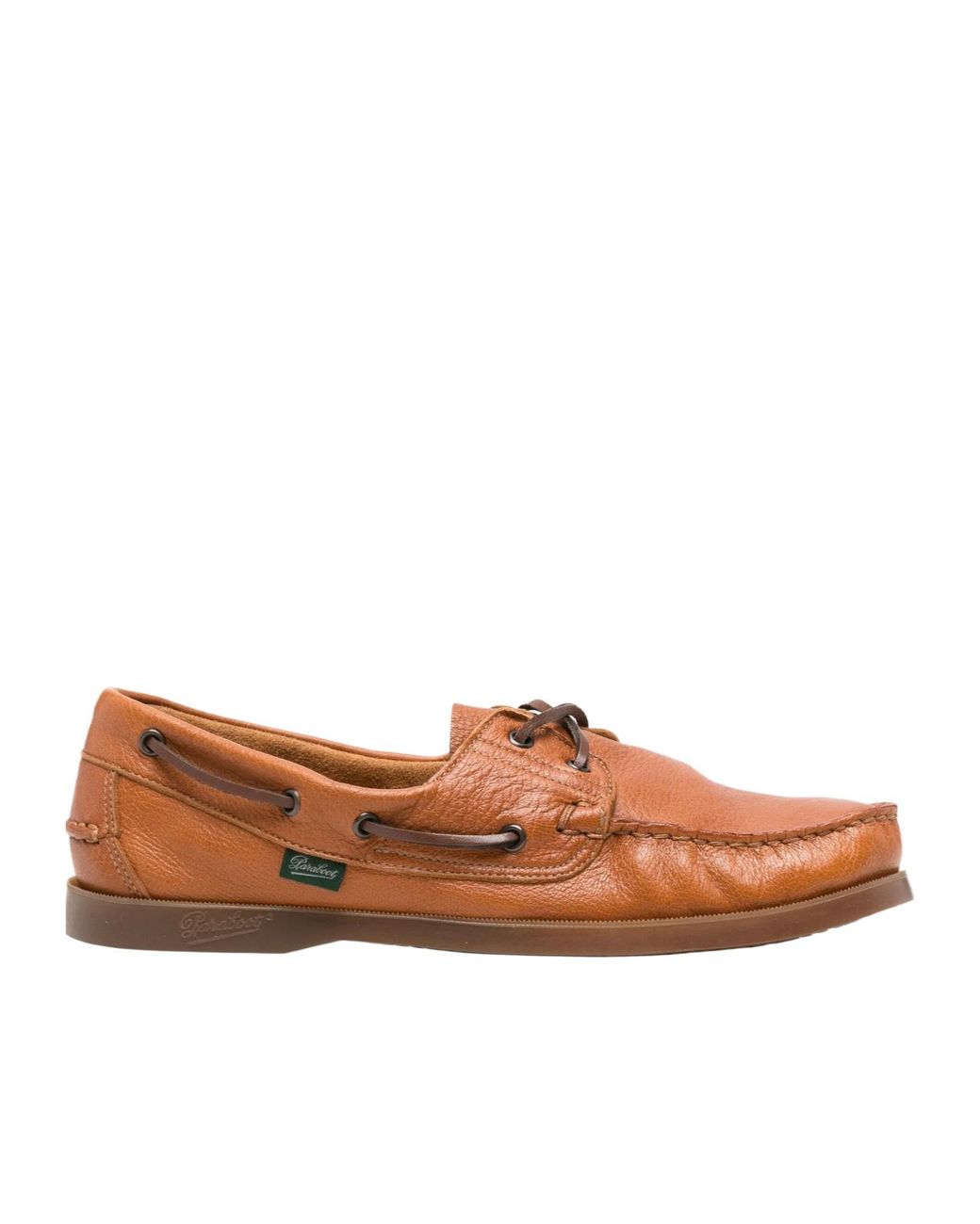 Paraboot Brown Lace-Up Leather Boat Shoes for men