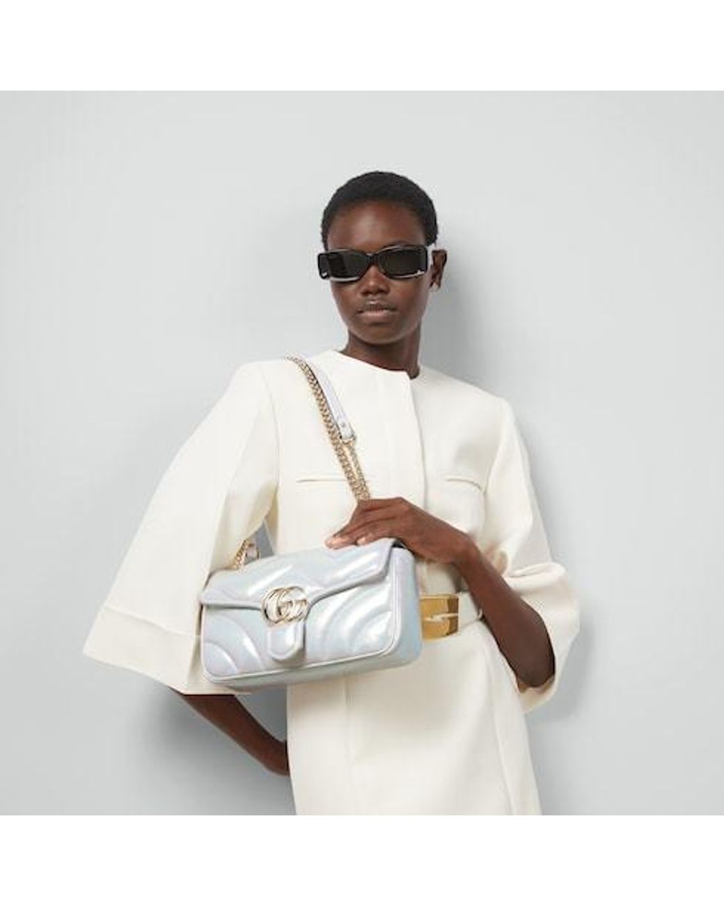 Gucci Gray Gg Marmont Small Shoulder Bag