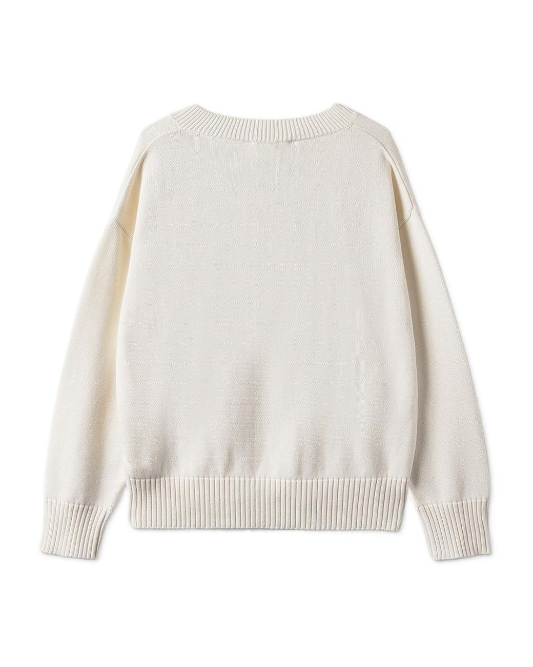 AMI White Ami De Coeur V-Neck Jumper for men