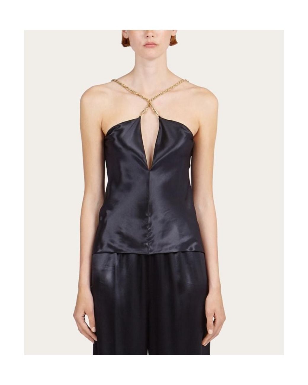 Ferragamo Black Ferragamo Chain Strap Top