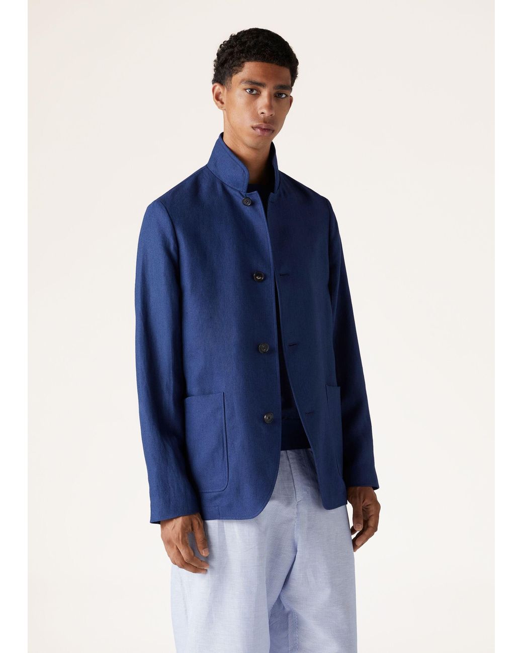 Loro Piana Blue Long-Sleeve Casual Jacket for men
