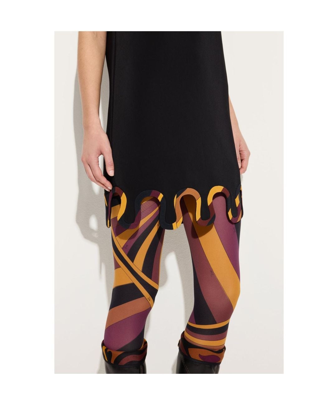 Emilio Pucci Black Cady Dress With Printed Details