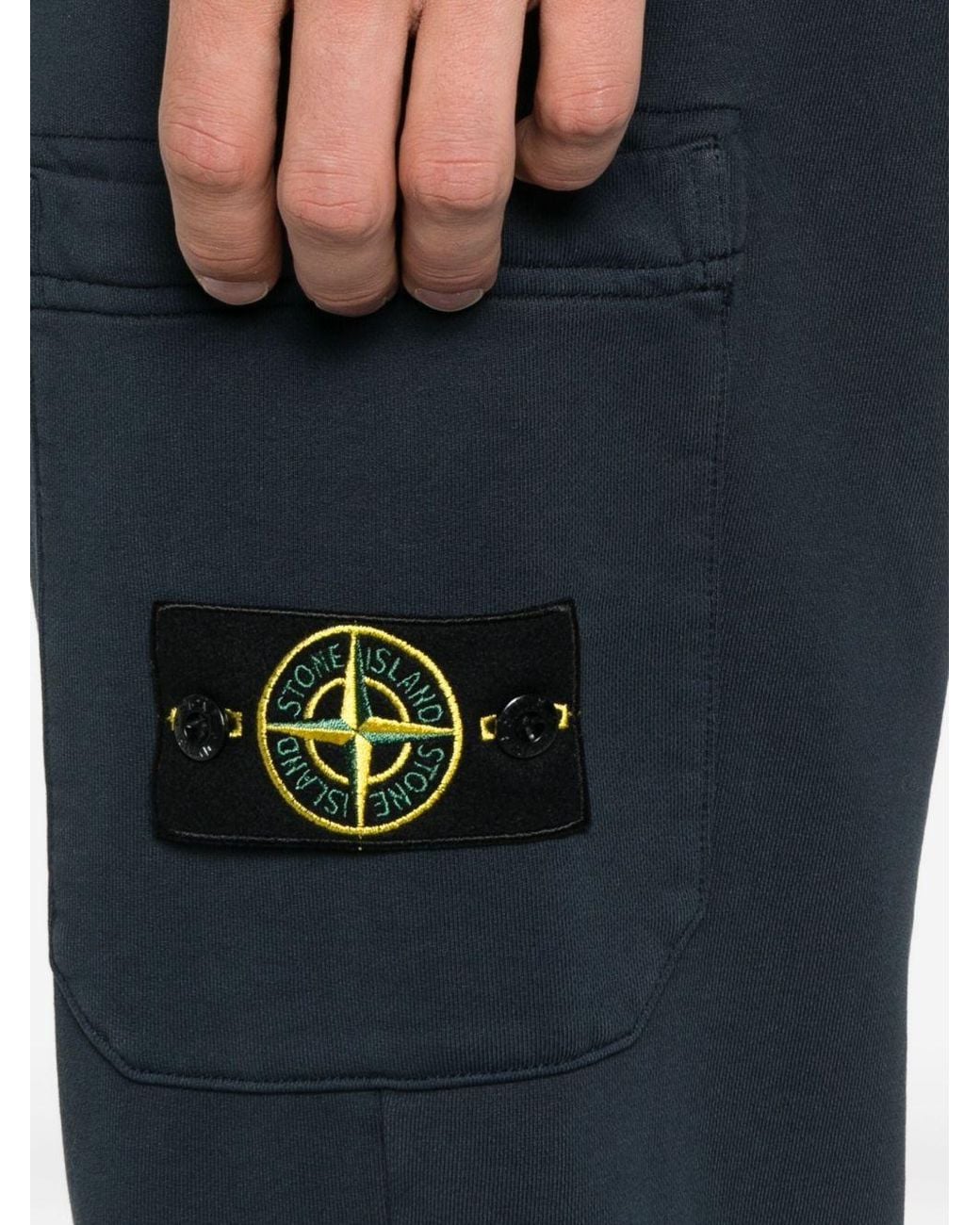 Stone Island Blue Logo Patch Drawstring Trousers for men