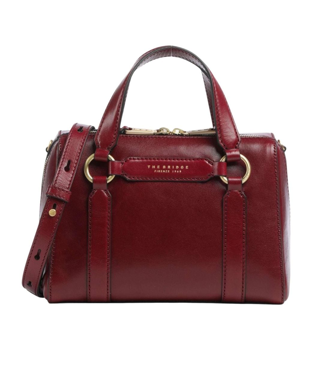 The Bridge Red Laura Leather Tote Bag