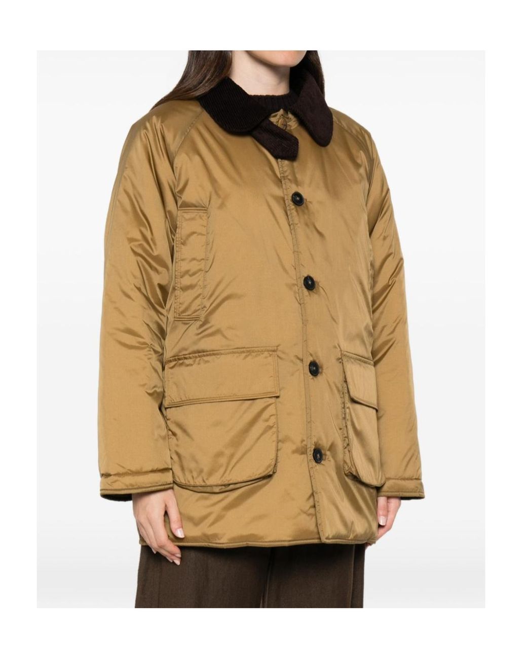 Forte_forte Natural Corduroy-Collar Buttoned Coat