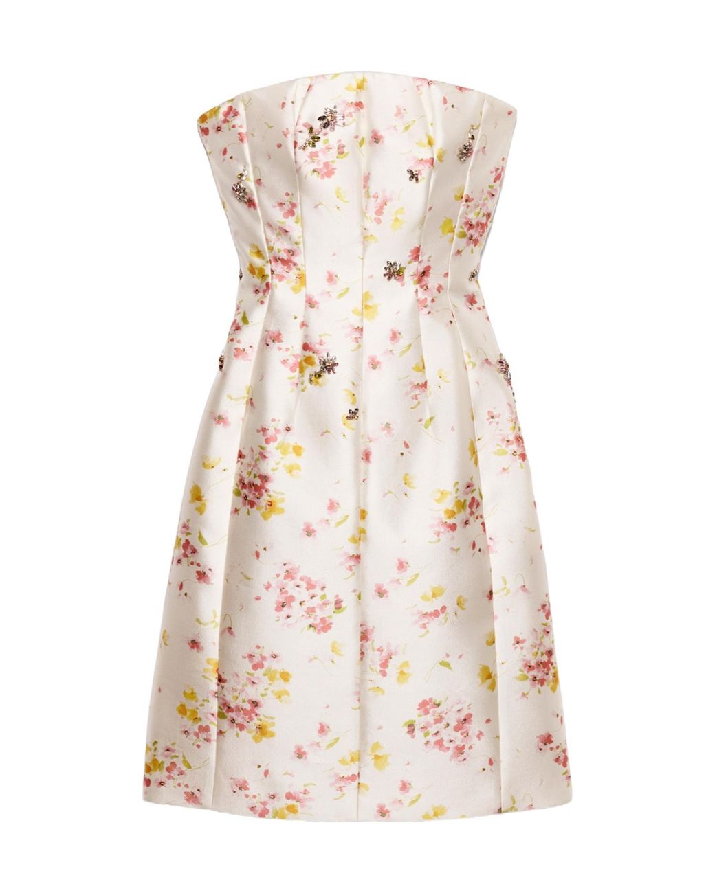 Prada Natural Floral Print Silk And Wool Dress