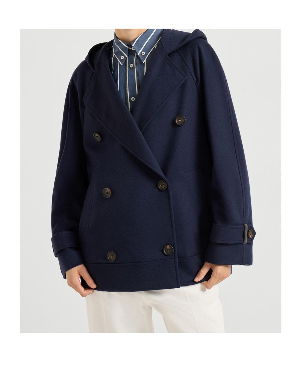 Brunello Cucinelli Blue Long-Sleeved Coat