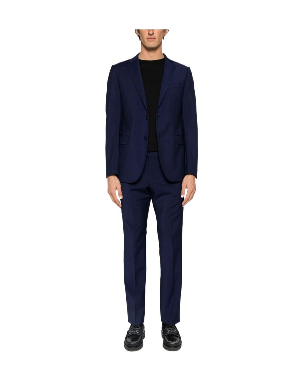 Emporio Armani Blue Single-Breasted Virgin Wool Suit for men