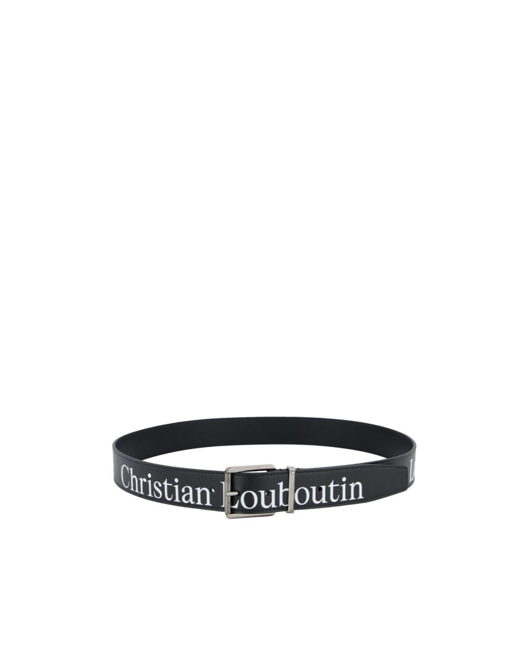 Christian Louboutin White Logo Printed Buckled Belt for men
