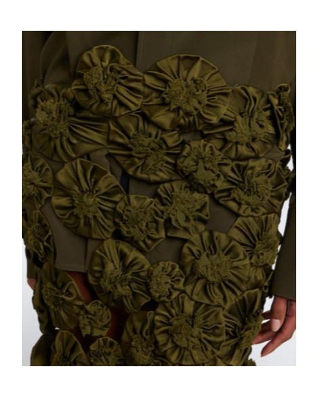 Victoria Beckham Green Floral-Decorated Midi Dress