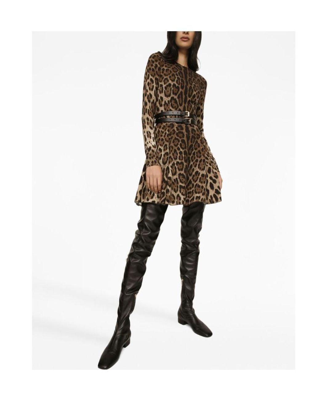 Dolce & Gabbana Brown Leopard-Print Mini Dress