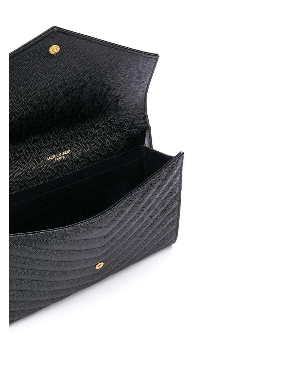 Saint Laurent Black Cassandre Quilted Flap Pouch