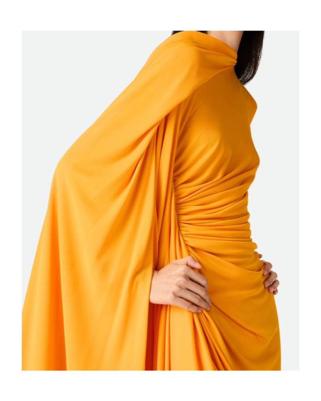 Bottega Veneta Orange Viscose Jersey Draped Dress
