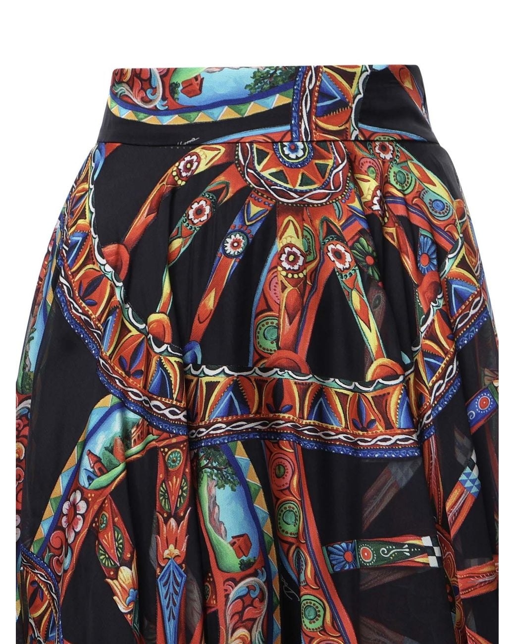 Dolce & Gabbana Red Twill Carretto Midi Skirt
