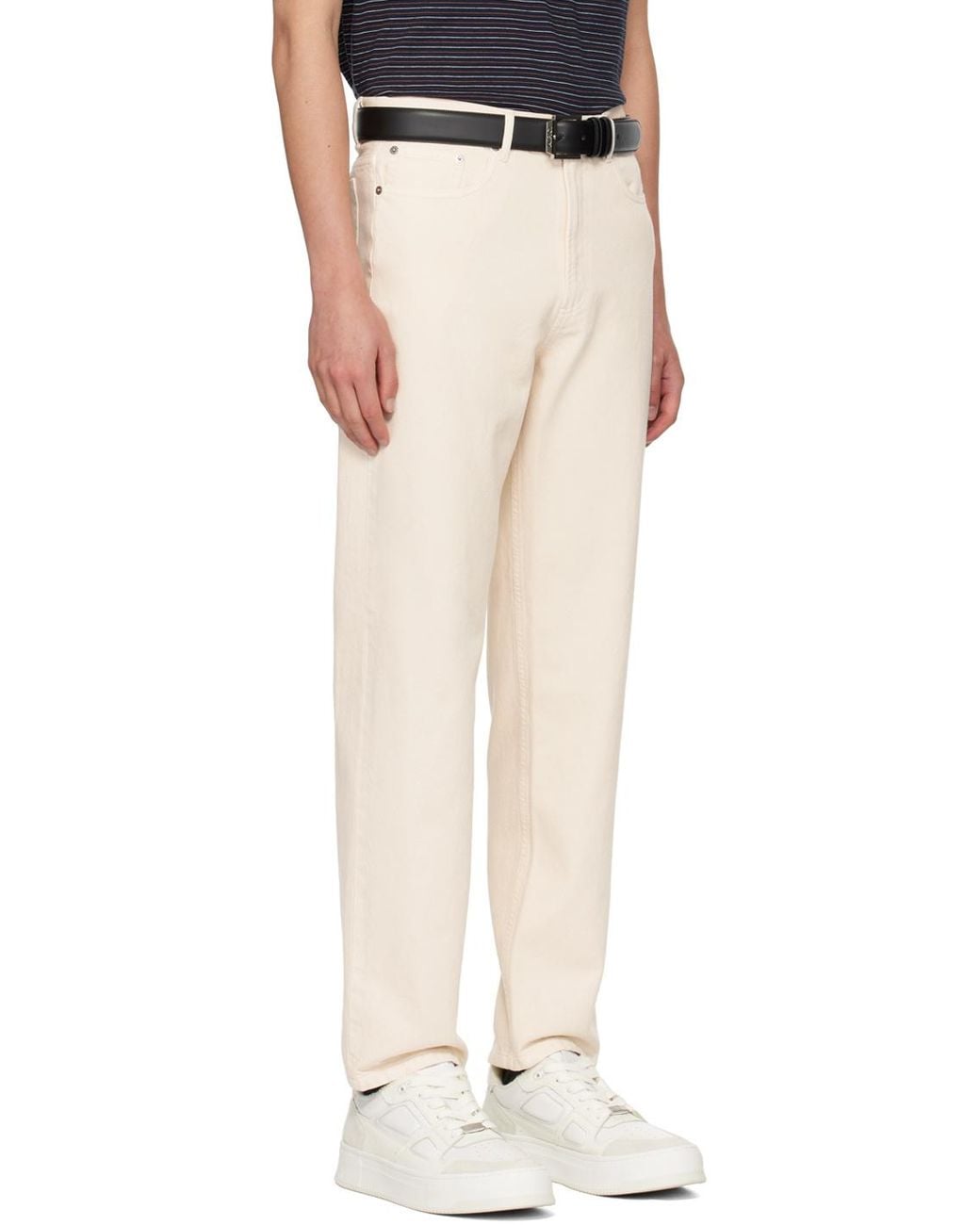 A.P.C. White Martin Button Detailed Straight Leg Jeans for men