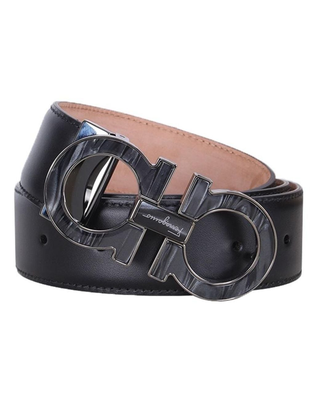 Ferragamo White Logo Buckle Belt for men
